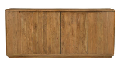 72" Tan Distressed Solid Wood Sideboard Soft Close with Four Doors HomeRoots