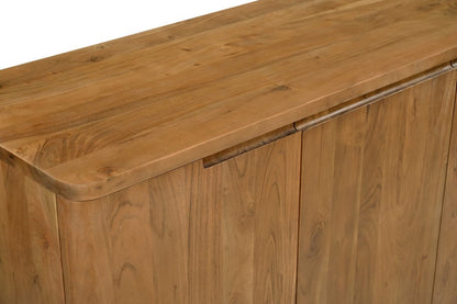 72" Tan Distressed Solid Wood Sideboard Soft Close with Four Doors HomeRoots