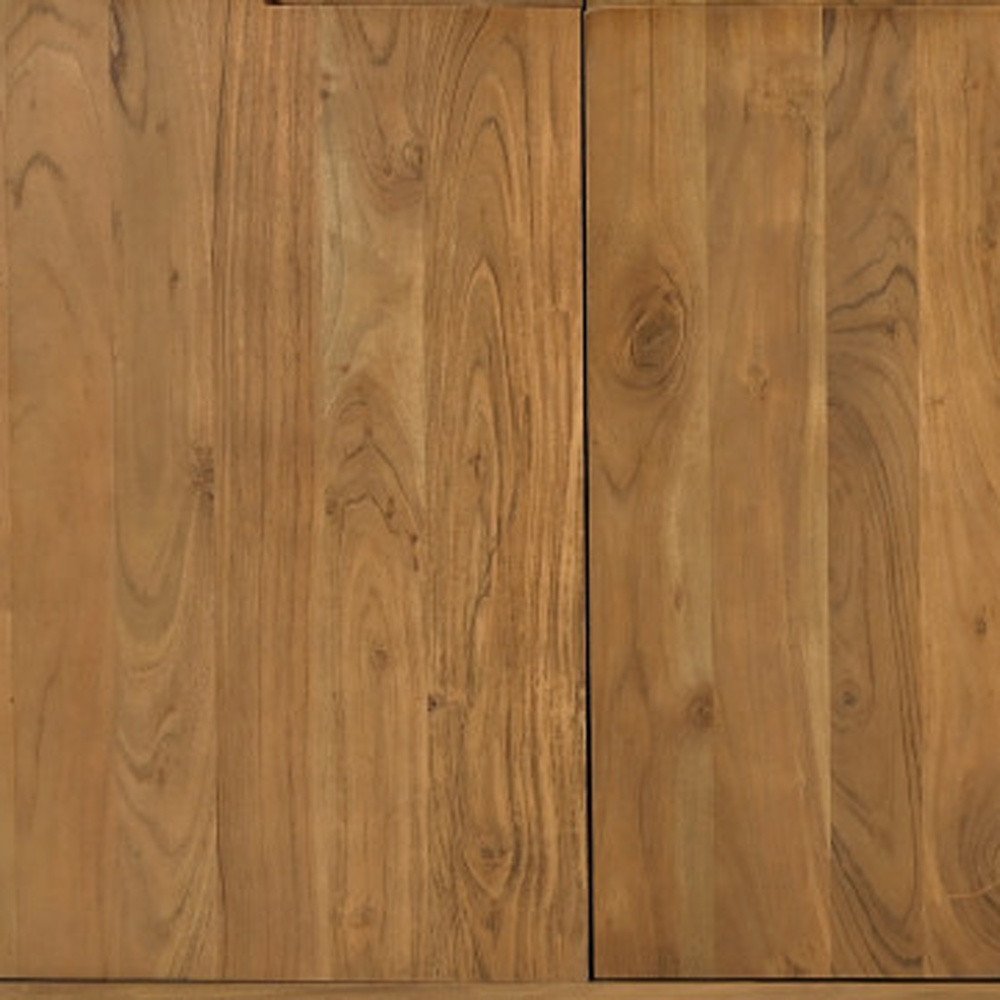 72" Tan Distressed Solid Wood Sideboard Soft Close with Four Doors HomeRoots