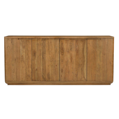 72" Tan Distressed Solid Wood Sideboard Soft Close with Four Doors HomeRoots