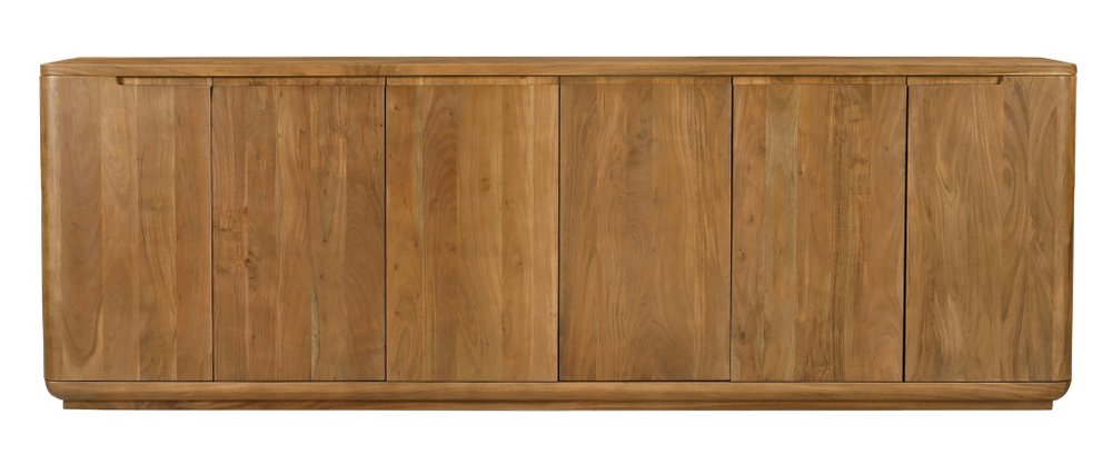96" Tan Distressed Solid Wood Sideboard With Six Doors HomeRoots