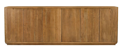 96" Tan Distressed Solid Wood Sideboard With Six Doors HomeRoots