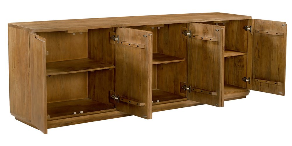 96" Tan Distressed Solid Wood Sideboard With Six Doors HomeRoots