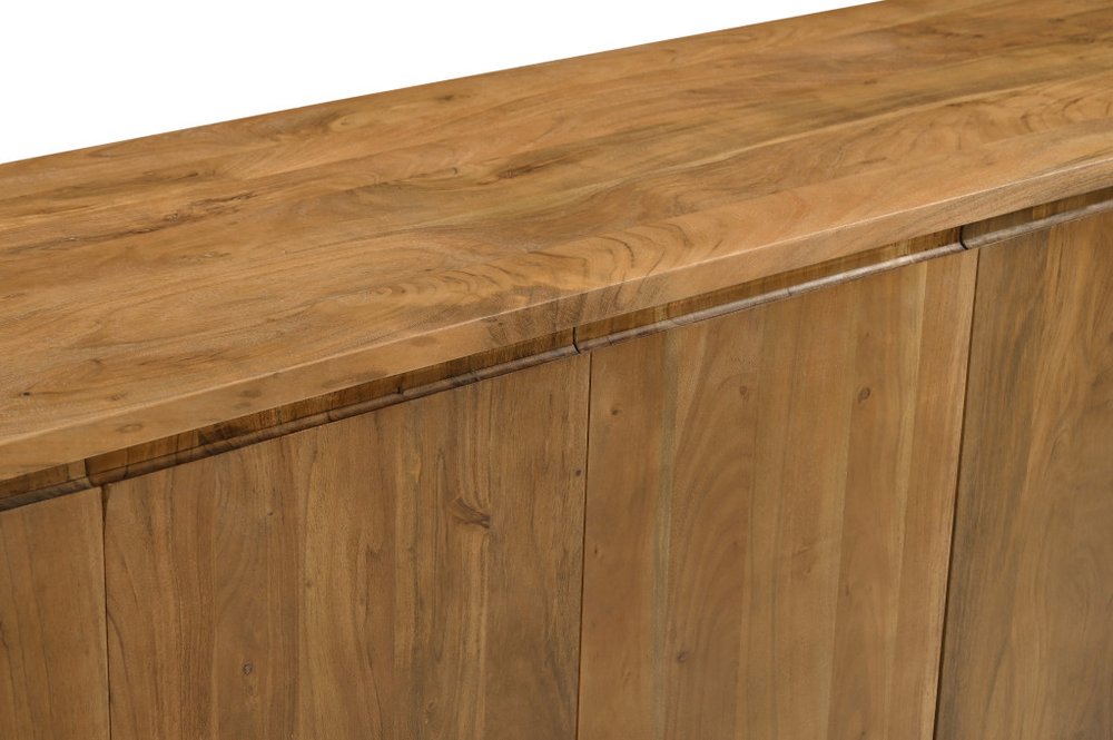 96" Tan Distressed Solid Wood Sideboard With Six Doors HomeRoots
