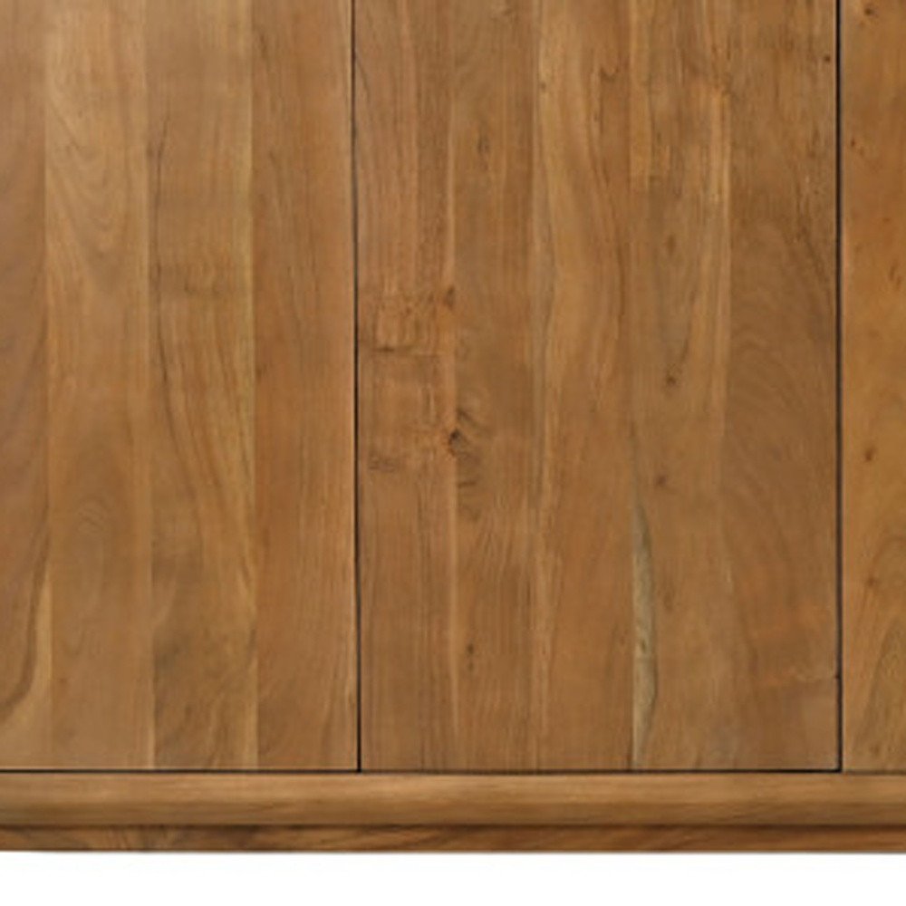 96" Tan Distressed Solid Wood Sideboard With Six Doors HomeRoots