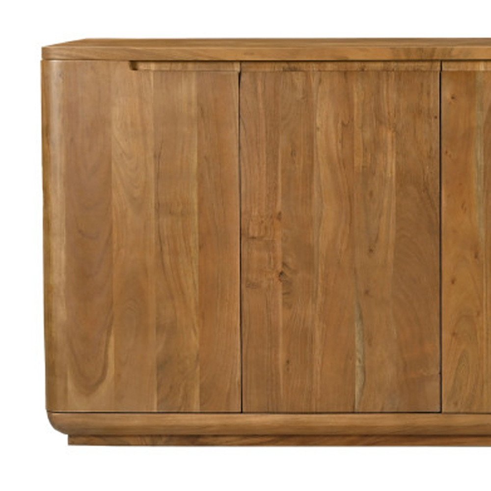 96" Tan Distressed Solid Wood Sideboard With Six Doors HomeRoots