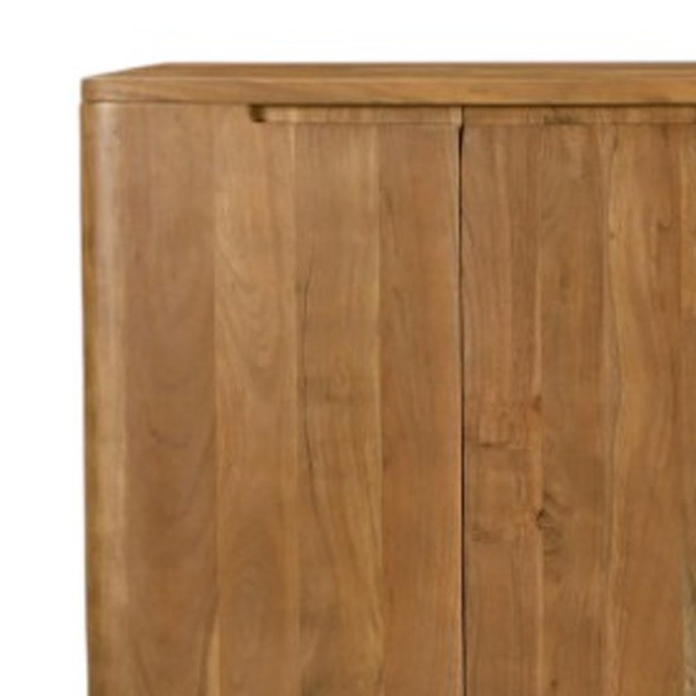 96" Tan Distressed Solid Wood Sideboard With Six Doors HomeRoots