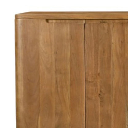 96" Tan Distressed Solid Wood Sideboard With Six Doors HomeRoots