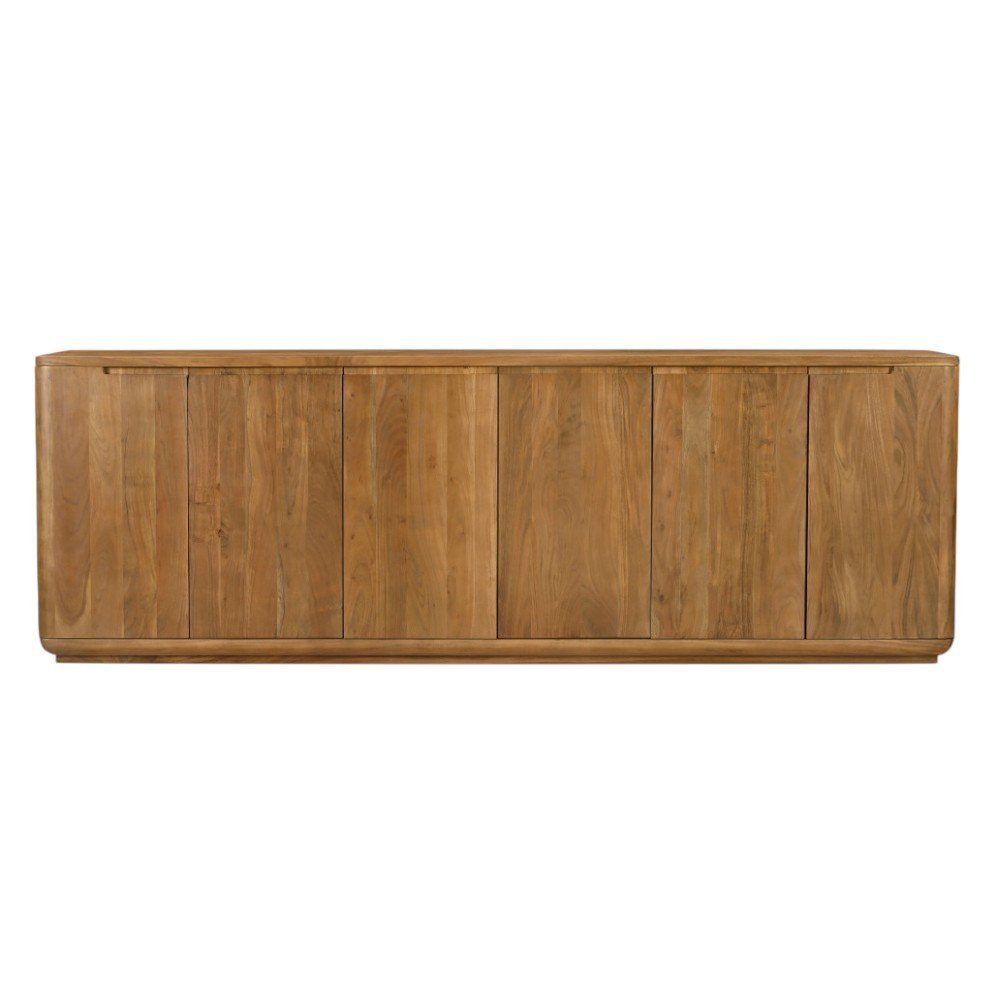 96" Tan Distressed Solid Wood Sideboard With Six Doors HomeRoots