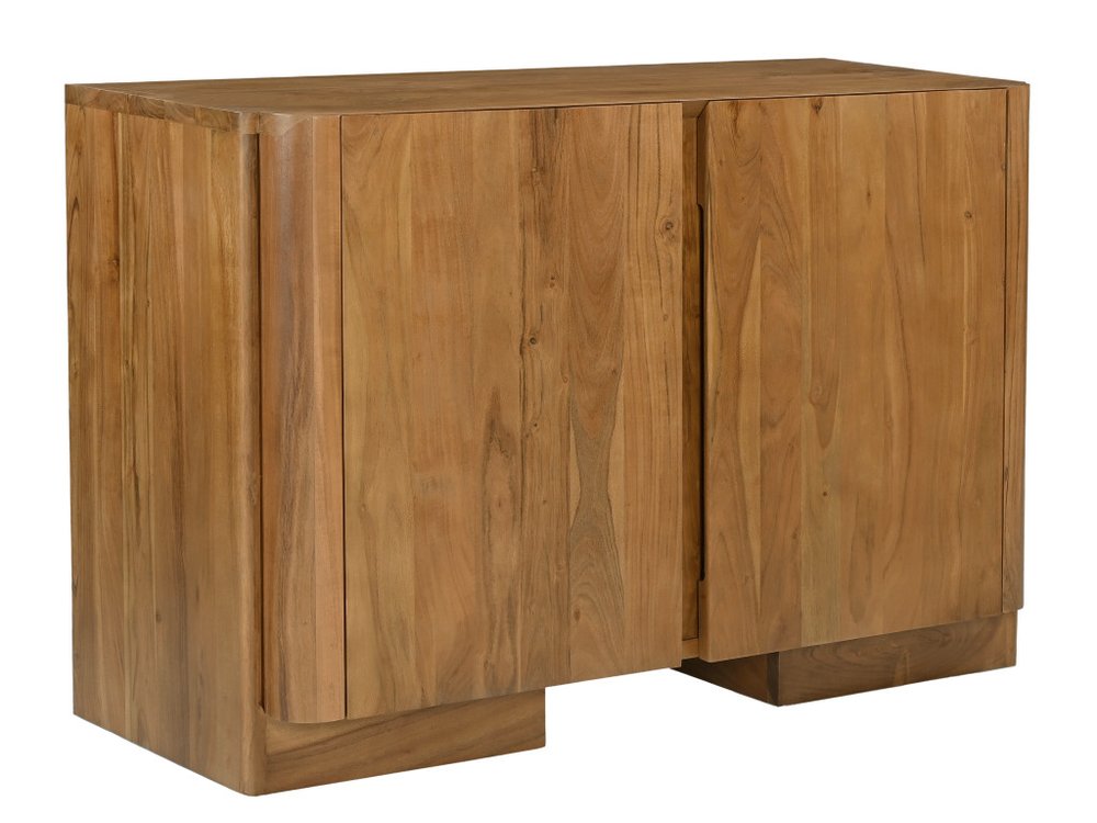 48" Tan Distressed Solid Wood Sideboard Soft Close with Two Doors HomeRoots