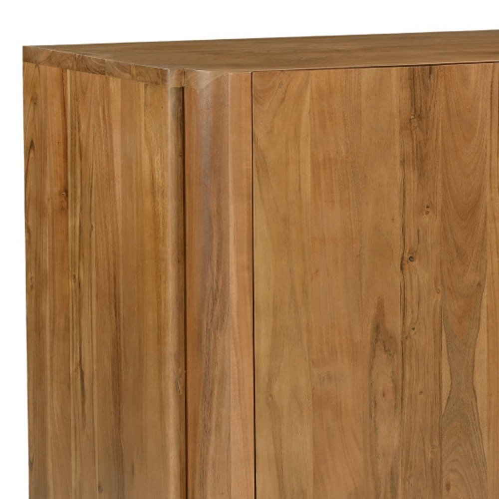48" Tan Distressed Solid Wood Sideboard Soft Close with Two Doors HomeRoots