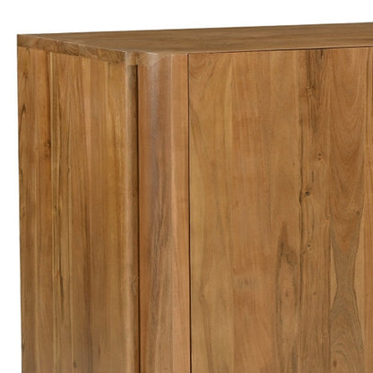 48" Tan Distressed Solid Wood Sideboard Soft Close with Two Doors HomeRoots