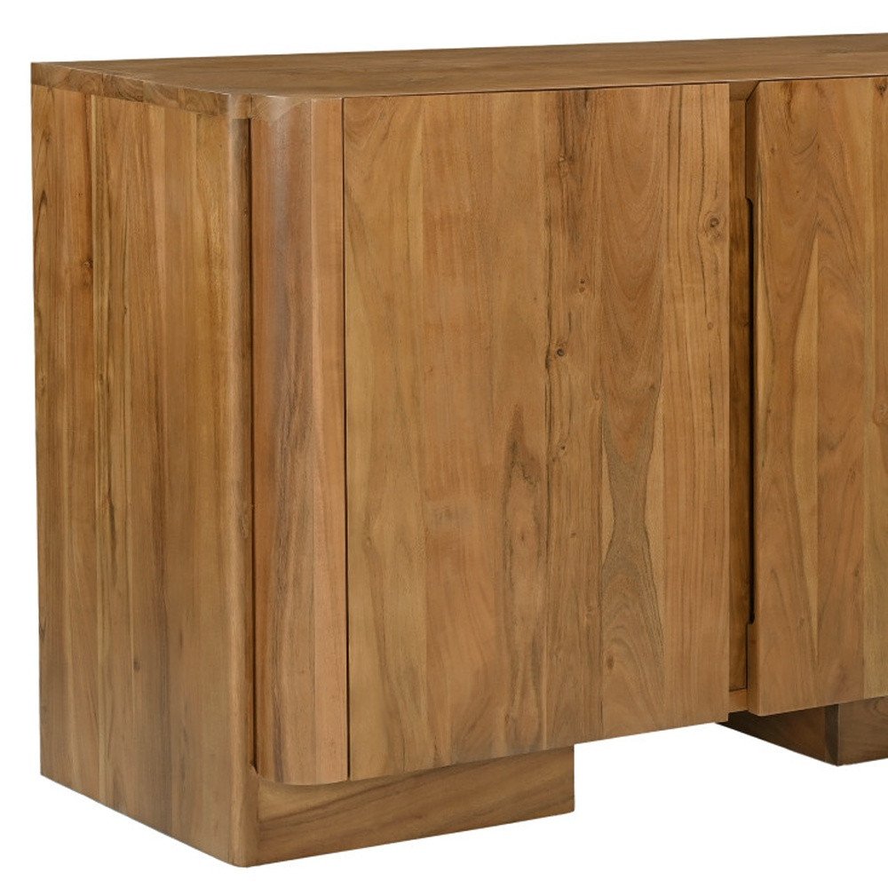 48" Tan Distressed Solid Wood Sideboard Soft Close with Two Doors HomeRoots