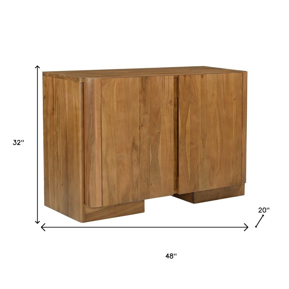 48" Tan Distressed Solid Wood Sideboard Soft Close with Two Doors HomeRoots