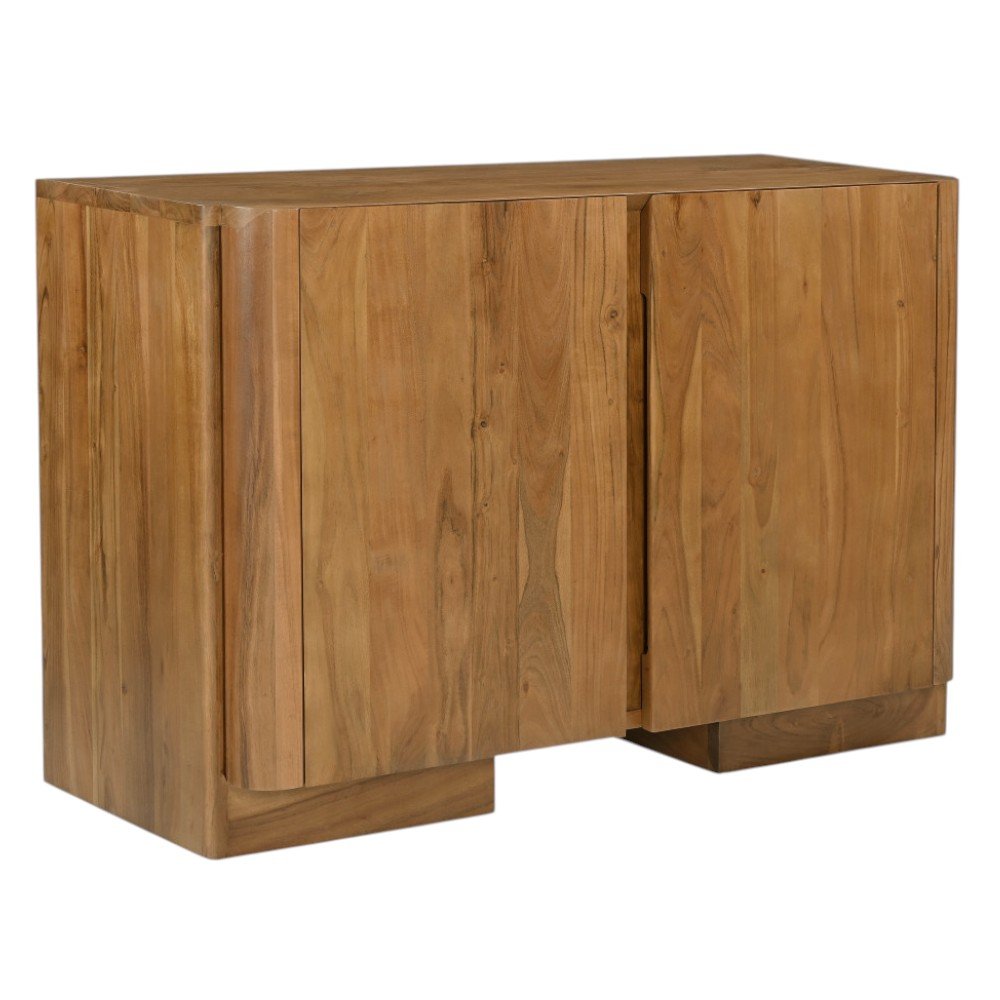 48" Tan Distressed Solid Wood Sideboard Soft Close with Two Doors HomeRoots