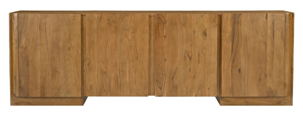96" Tan Distressed Solid Wood Sideboard Soft Close with Four Doors HomeRoots