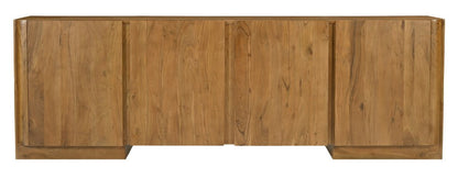 96" Tan Distressed Solid Wood Sideboard Soft Close with Four Doors HomeRoots