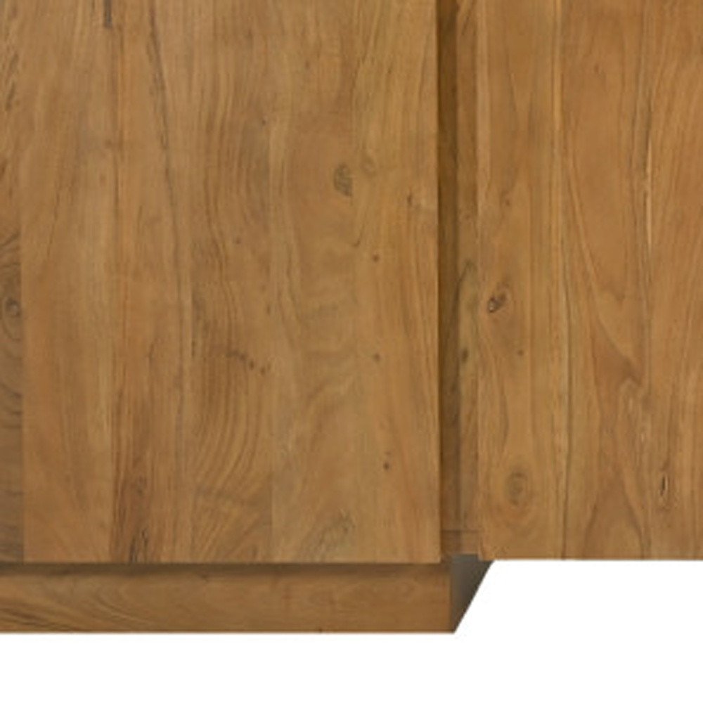 96" Tan Distressed Solid Wood Sideboard Soft Close with Four Doors HomeRoots