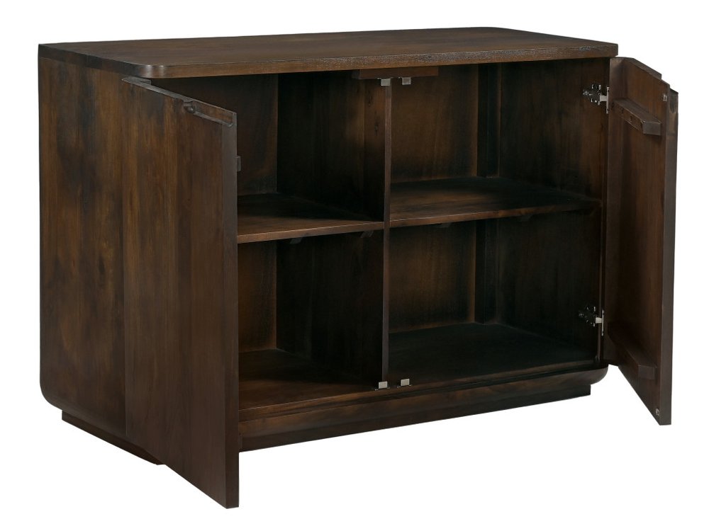 48" Dark Brown Distressed Solid Wood Sideboard With Two Doors HomeRoots