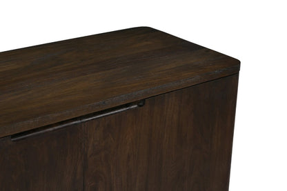 48" Dark Brown Distressed Solid Wood Sideboard With Two Doors HomeRoots