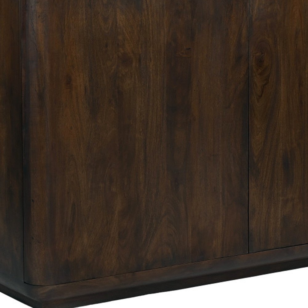 48" Dark Brown Distressed Solid Wood Sideboard With Two Doors HomeRoots