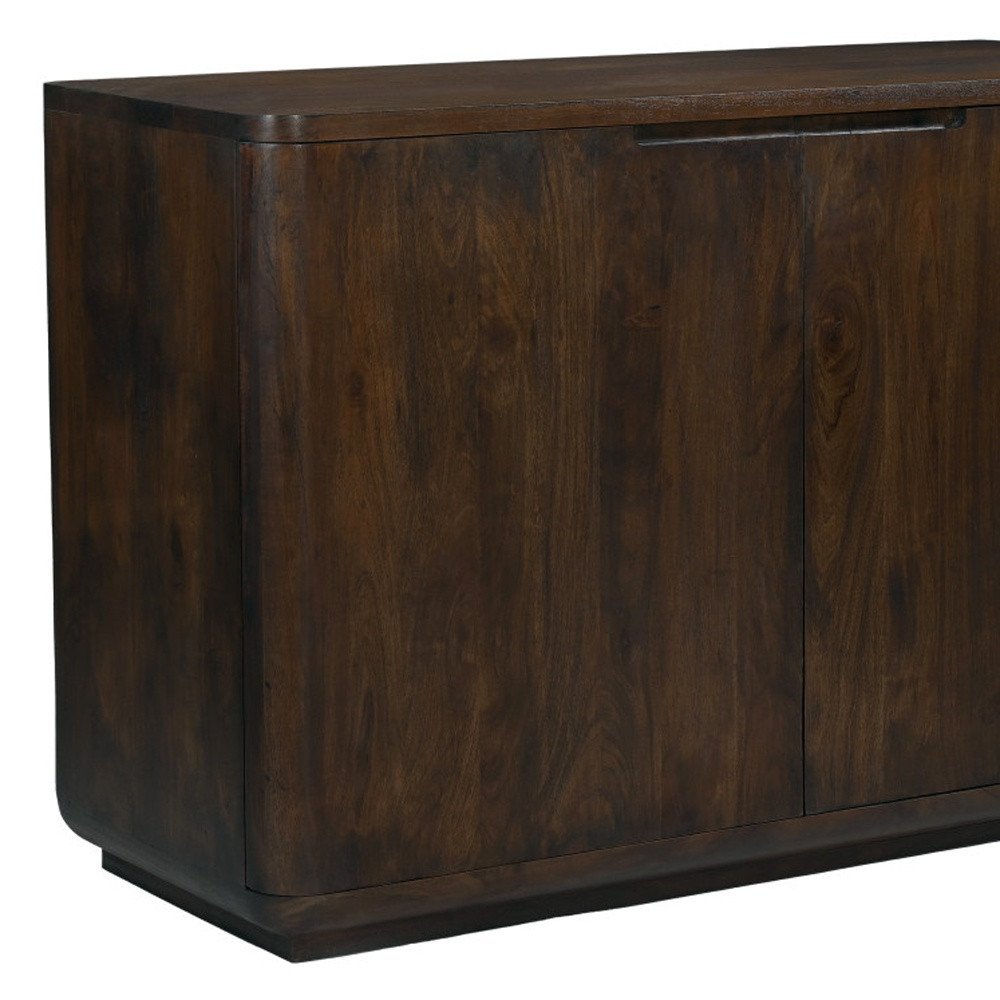 48" Dark Brown Distressed Solid Wood Sideboard With Two Doors HomeRoots
