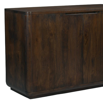 48" Dark Brown Distressed Solid Wood Sideboard With Two Doors HomeRoots