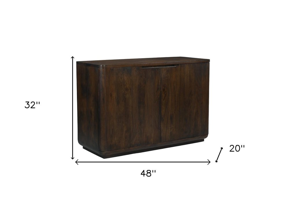 48" Dark Brown Distressed Solid Wood Sideboard With Two Doors HomeRoots