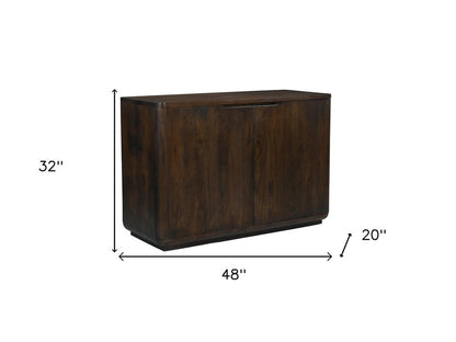 48" Dark Brown Distressed Solid Wood Sideboard With Two Doors HomeRoots