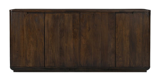 72" Dark Brown Distressed Solid Wood Sideboard With Four Doors