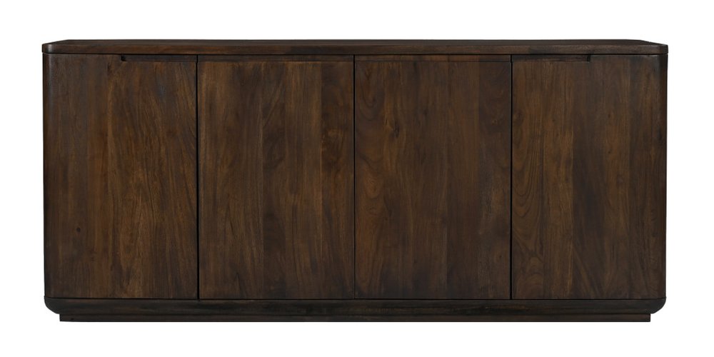 72" Dark Brown Distressed Solid Wood Sideboard With Four Doors HomeRoots
