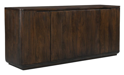 72" Dark Brown Distressed Solid Wood Sideboard With Four Doors HomeRoots