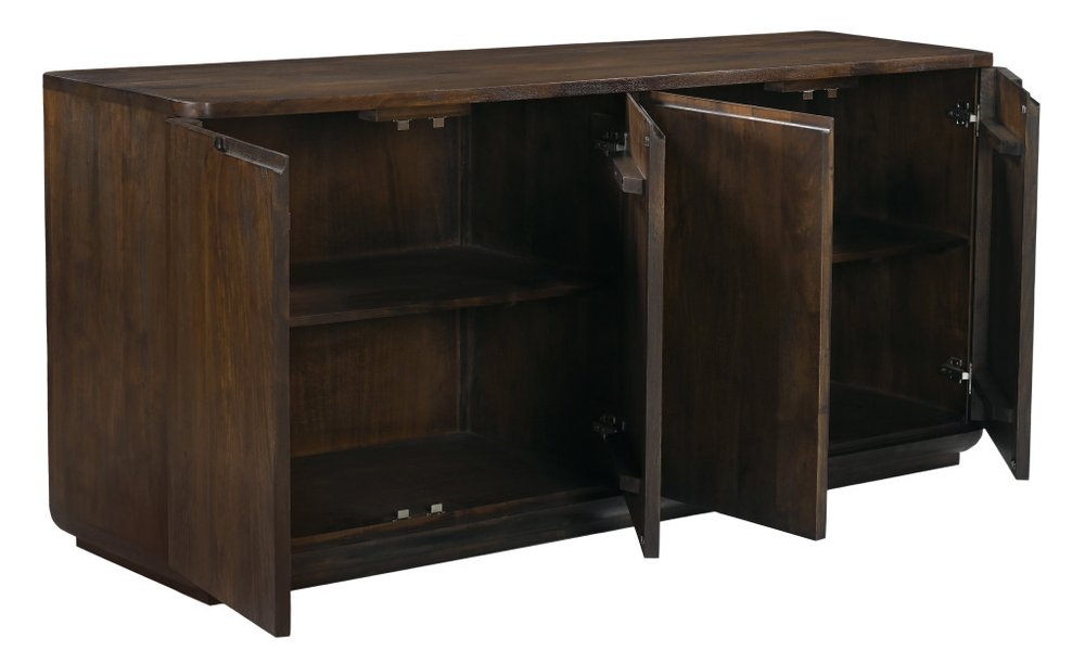 72" Dark Brown Distressed Solid Wood Sideboard With Four Doors HomeRoots