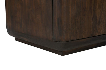 72" Dark Brown Distressed Solid Wood Sideboard With Four Doors HomeRoots