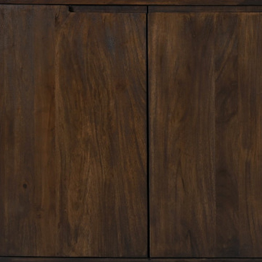 72" Dark Brown Distressed Solid Wood Sideboard With Four Doors HomeRoots
