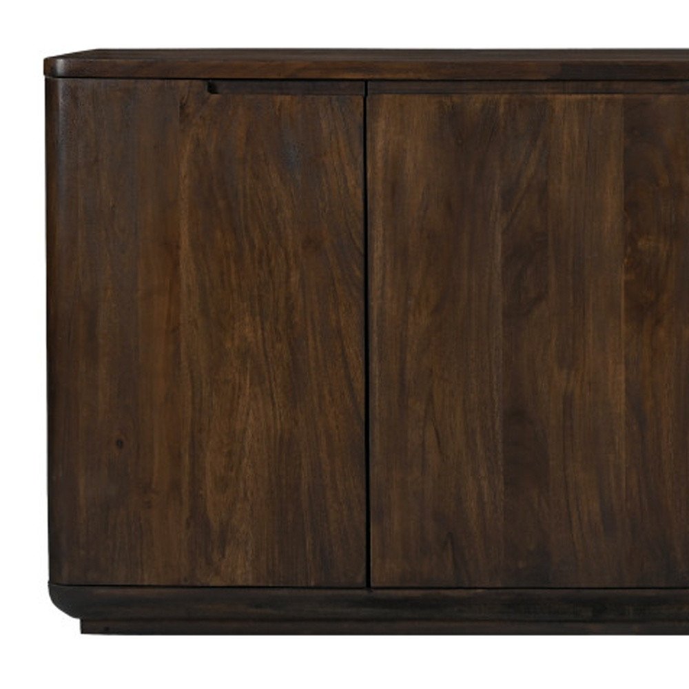 72" Dark Brown Distressed Solid Wood Sideboard With Four Doors HomeRoots