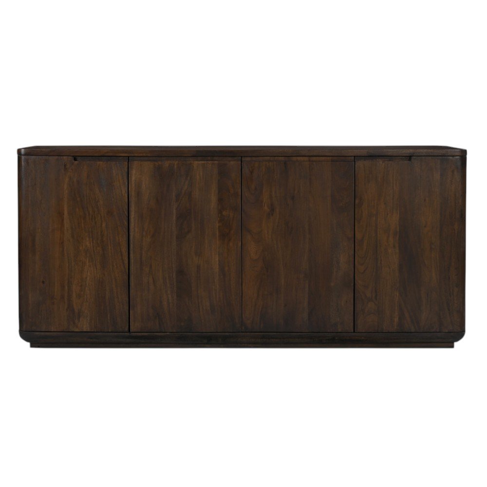72" Dark Brown Distressed Solid Wood Sideboard With Four Doors HomeRoots