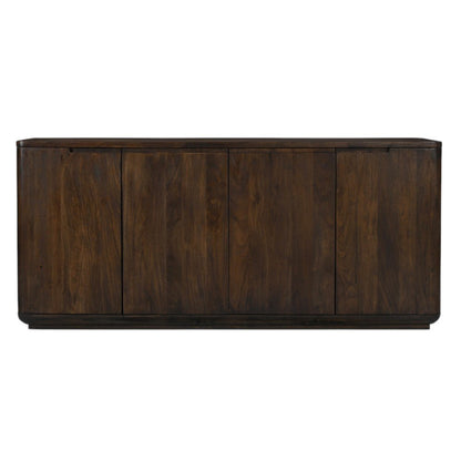 72" Dark Brown Distressed Solid Wood Sideboard With Four Doors HomeRoots