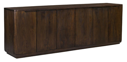 96" Dark Brown Distressed Solid Wood Sideboard With Six Doors HomeRoots