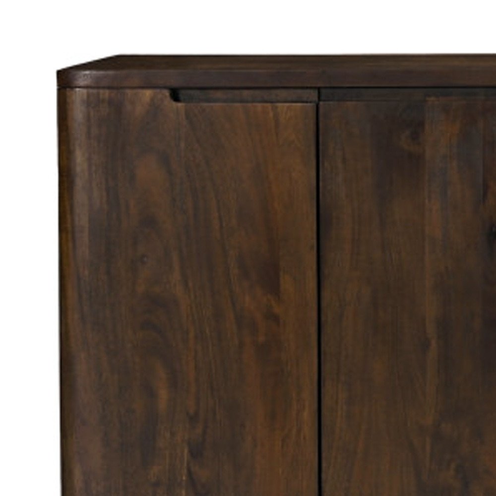 96" Dark Brown Distressed Solid Wood Sideboard With Six Doors — view 5