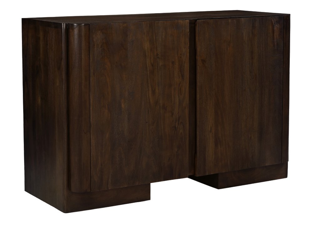 48" Dark Brown Distressed Solid Wood Sideboard Soft Close with Two Doors HomeRoots