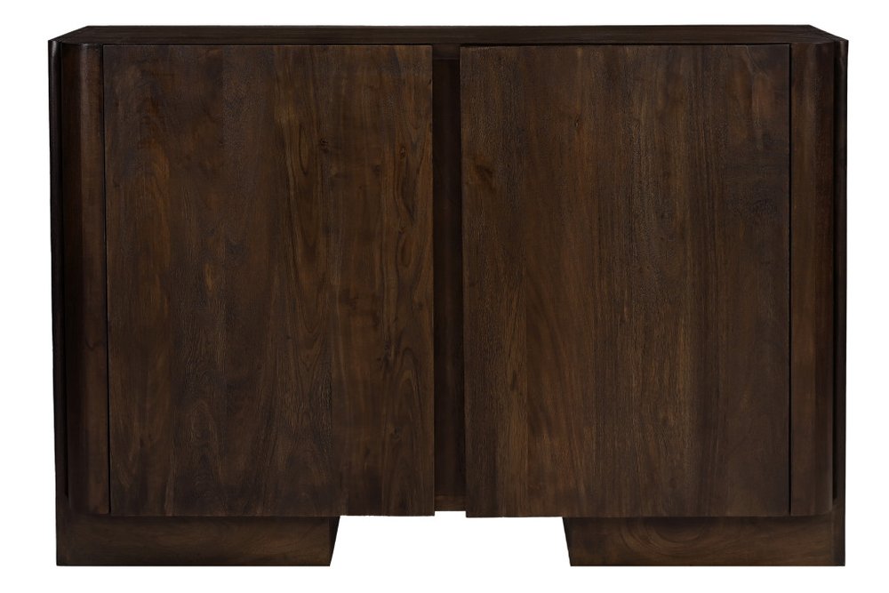 48" Dark Brown Distressed Solid Wood Sideboard Soft Close with Two Doors HomeRoots