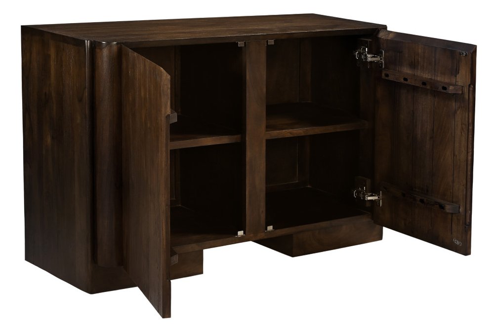 48" Dark Brown Distressed Solid Wood Sideboard Soft Close with Two Doors HomeRoots