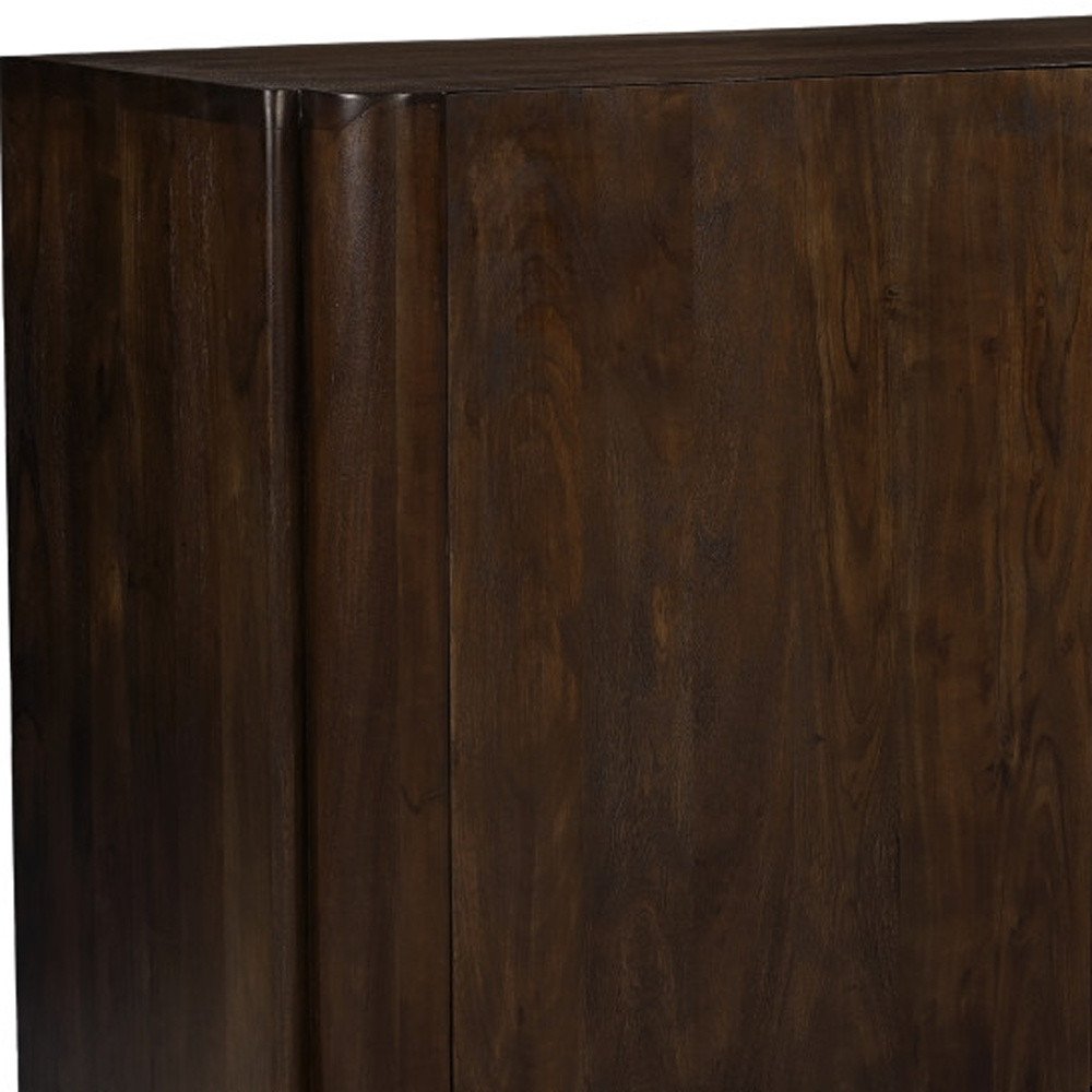 48" Dark Brown Distressed Solid Wood Sideboard Soft Close with Two Doors HomeRoots