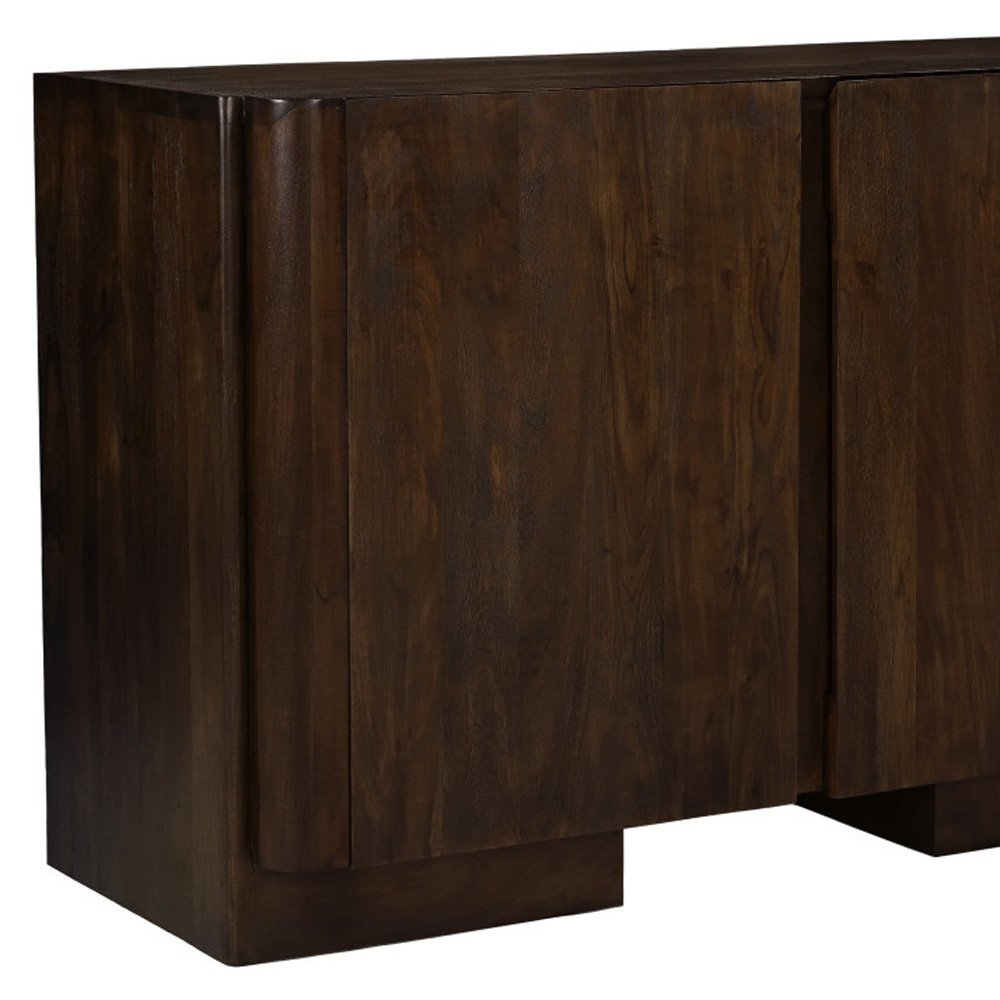 48" Dark Brown Distressed Solid Wood Sideboard Soft Close with Two Doors HomeRoots