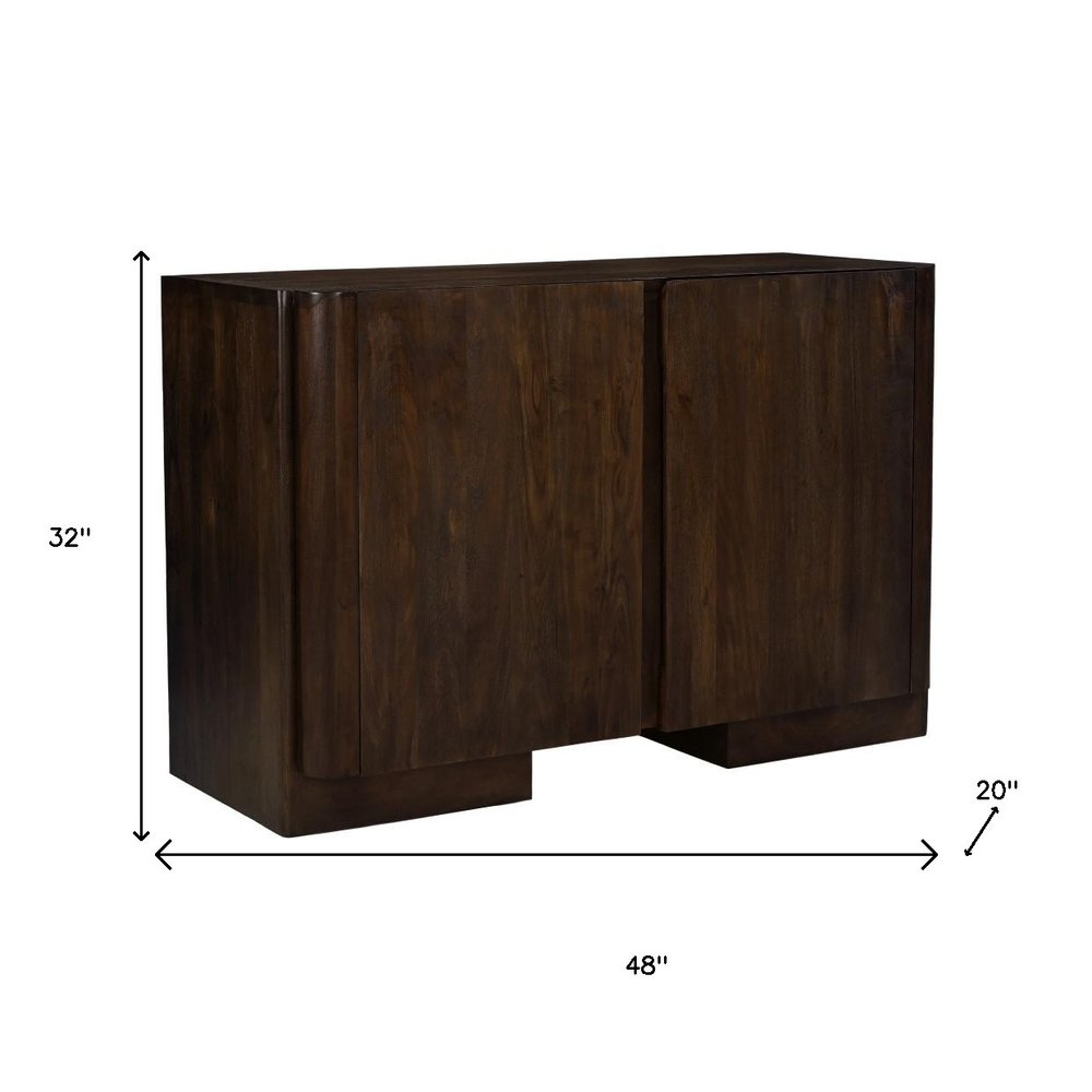 48" Dark Brown Distressed Solid Wood Sideboard Soft Close with Two Doors HomeRoots