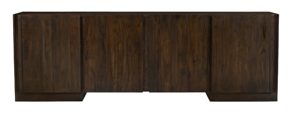 96" Dark Brown Distressed Solid Wood Sideboard With Four Doors HomeRoots