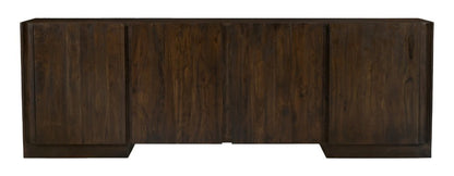 96" Dark Brown Distressed Solid Wood Sideboard With Four Doors HomeRoots