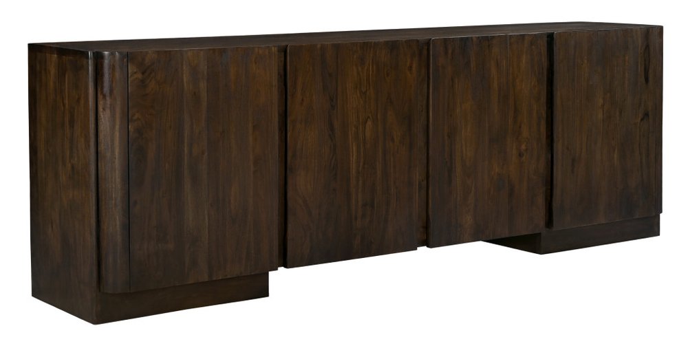 96" Dark Brown Distressed Solid Wood Sideboard With Four Doors HomeRoots