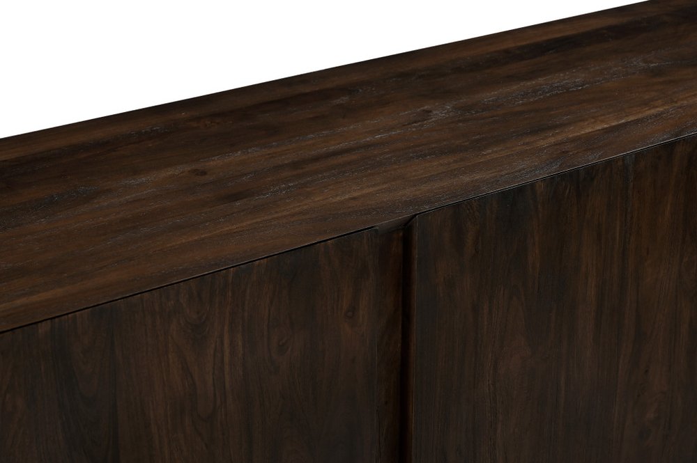 96" Dark Brown Distressed Solid Wood Sideboard With Four Doors HomeRoots